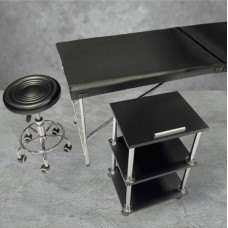 Стартовий набір «beauty» чорний: косметологічна кушетка, етажерка, стілець для майстра, масажу