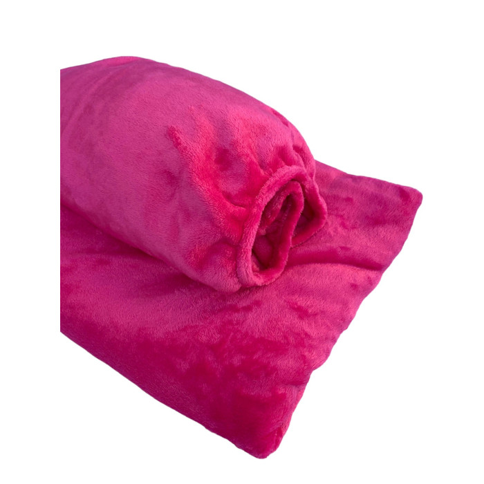 Плюшевий набір: чохол, плед і подушка ''Підкова'' на кушетку косметологічну, колір: малиновий для масажу