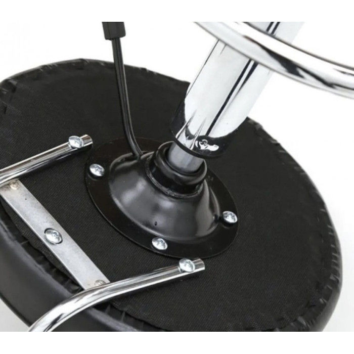 Стілець табурет для майстра зі спинкою на колесах з регулюванням висоти, чорний колір, у сферу краси та масажу