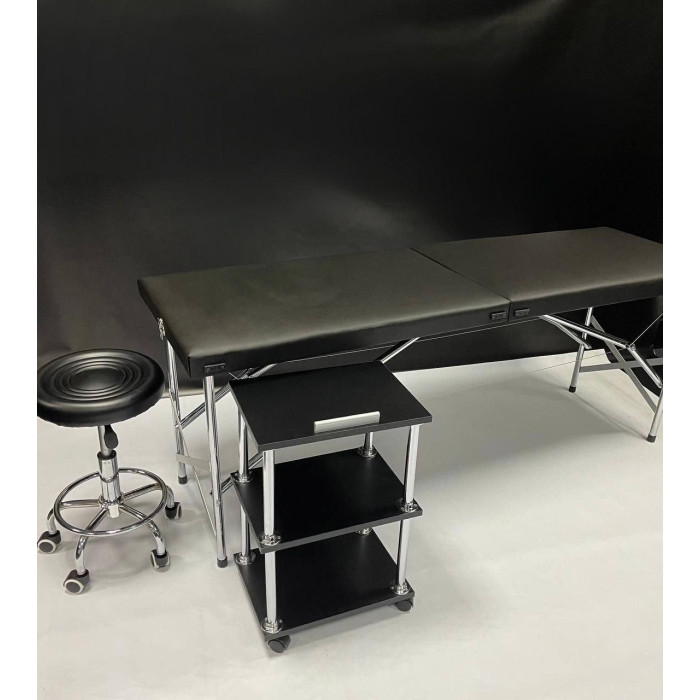 Комплект 3 в 1 Комфорт: Кушетка косметологічна Еко-шкіра, Стілець без спинки, етажерка для майстра, масажу