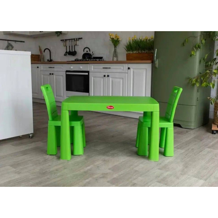 Дитячий пластиковий стіл та два стільці, комплект для навчання, малювання, ігри
