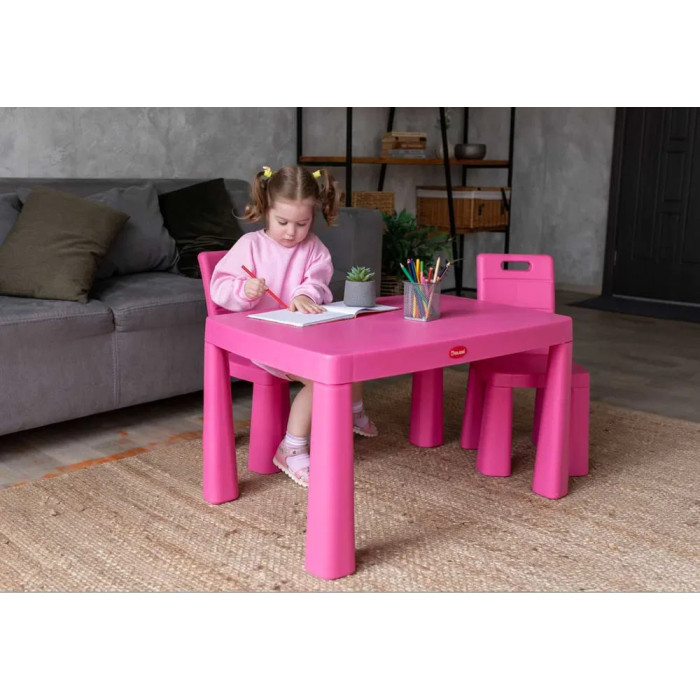 Дитячий пластиковий стіл та два стільці, комплект для навчання, малювання, ігри