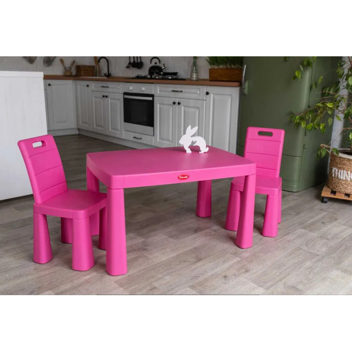 Дитячий пластиковий стіл та два стільці, комплект для навчання, малювання, ігри