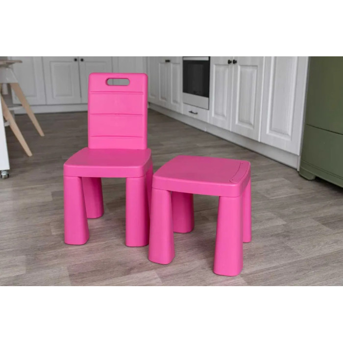 Дитячий пластиковий стіл та два стільці, комплект для навчання, малювання, ігри