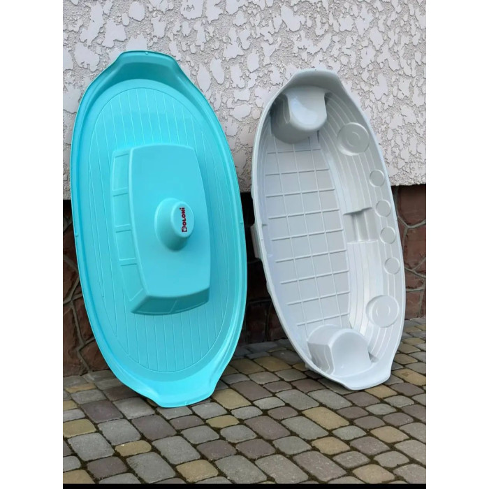 Дитяча пісочниця у формі "Корабля" з кришкою, пластикова, велика для дітей, бірюзово-сіра