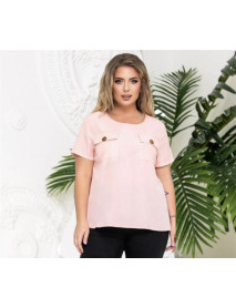 Жіноча блузка з двома кишенями, рожевий, ХL