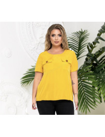 Жіноча блузка з двома кишенями, жовтий, XХL