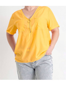 Жіноча блузка з замком, жовтий, 3ХL