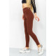 Лосини в рубчик, жіночі, з високою посадкою, коричневий, S - XL, повсякденні, для тренувань та прогулянок
