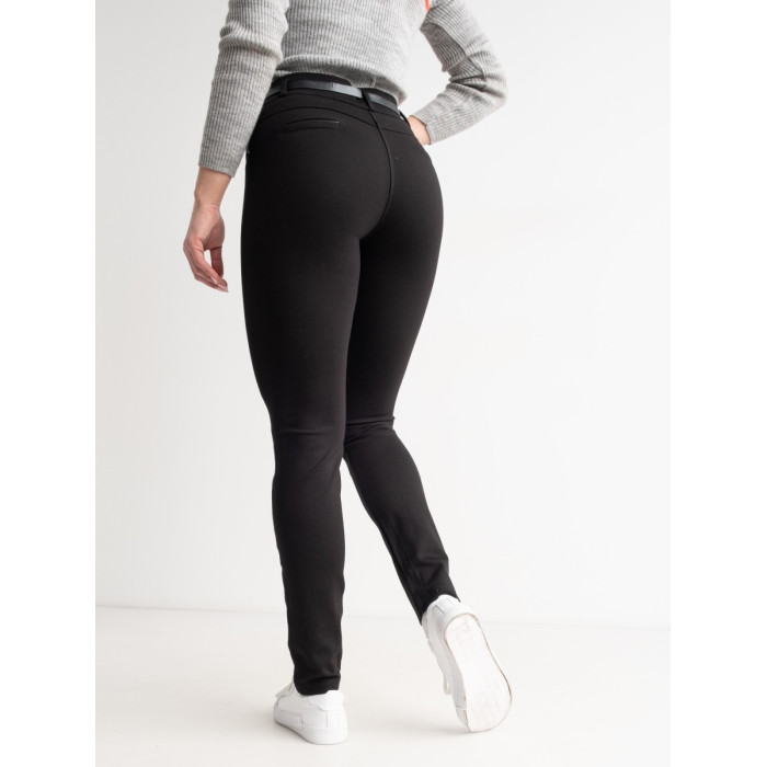 Штани жіночі підліткові стрейчові з поясом офісні, лосини в діловому стилі, чорний колір, 118-146 р.