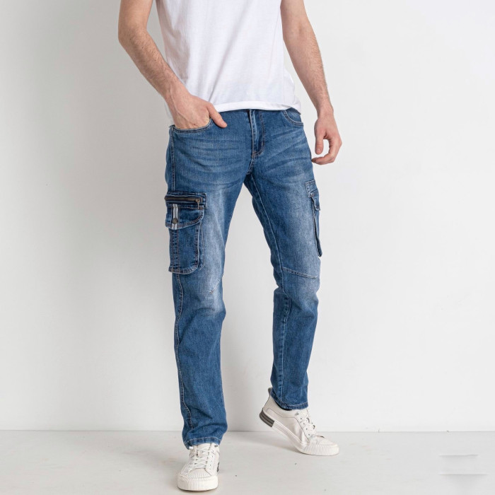 Чоловічі стильні джинси з кишенями, якісний котон, синього кольору, Туреччина, 29-38