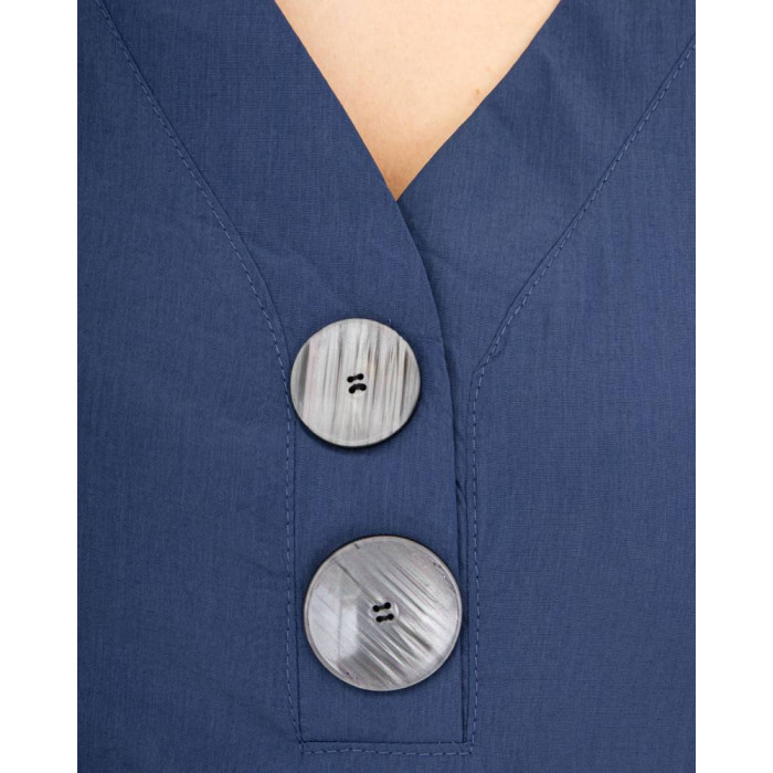 Жіноча блузка з двома гудзиками, стильна вільного крою футболка, синій, ХL