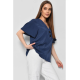 Жіноча блузка з двома гудзиками, стильна вільного крою футболка, синій, ХL
