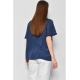 Жіноча блузка з двома гудзиками, стильна вільного крою футболка, синій, ХL