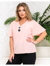 Жіноча блузка з двома гудзиками, рожевий, 3ХL