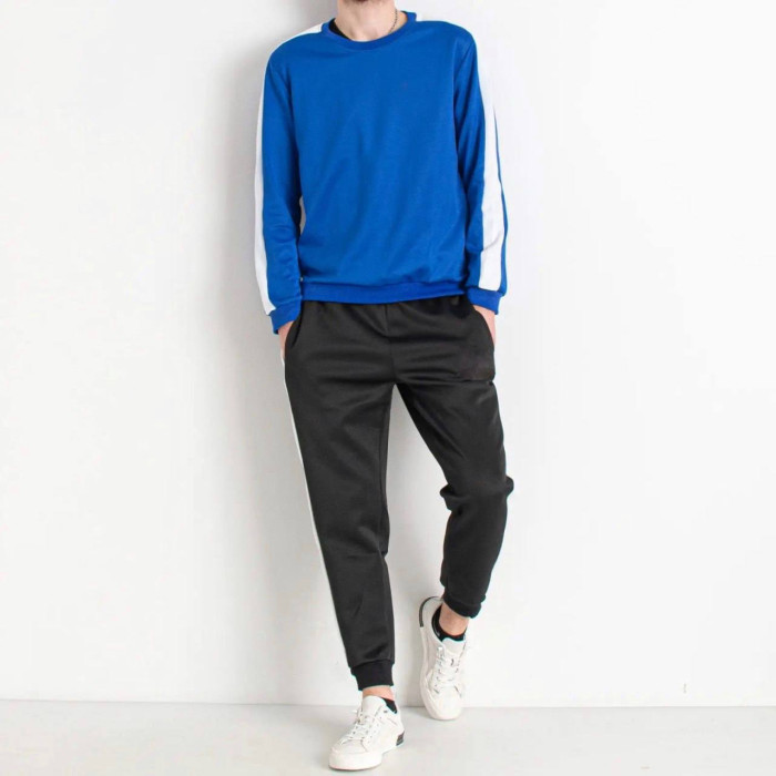 Чоловічий спортивний костюм з лампасами, у синьо-чорному кольорі, стильний комплект штани+кофта, М-3XL