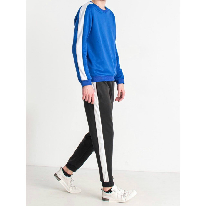 Чоловічий спортивний костюм з лампасами, у синьо-чорному кольорі, стильний комплект штани+кофта, М-3XL