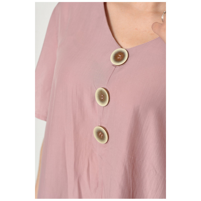 Жіноча блузка з трьома фальш-гудзиками, стильна вільного крою футболка, різні кольори