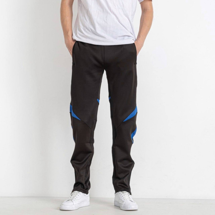 Підліткові спортивні штани для хлопчика з синім принтом еластик, чорного кольору, XXL