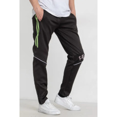 Спортивні штани підліткові для хлопчика із зеленим принтом еластик, чорного кольору, XXL