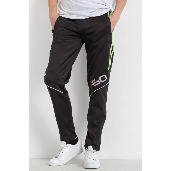 Спортивні штани підліткові для хлопчика із зеленим принтом еластик, чорного кольору, XXL