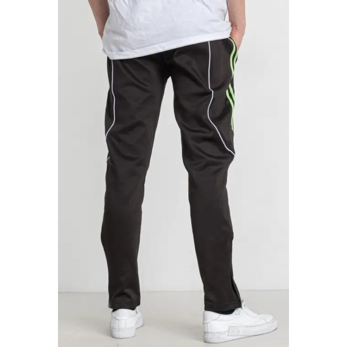 Спортивні штани підліткові для хлопчика із зеленим принтом еластик, чорного кольору, XXL