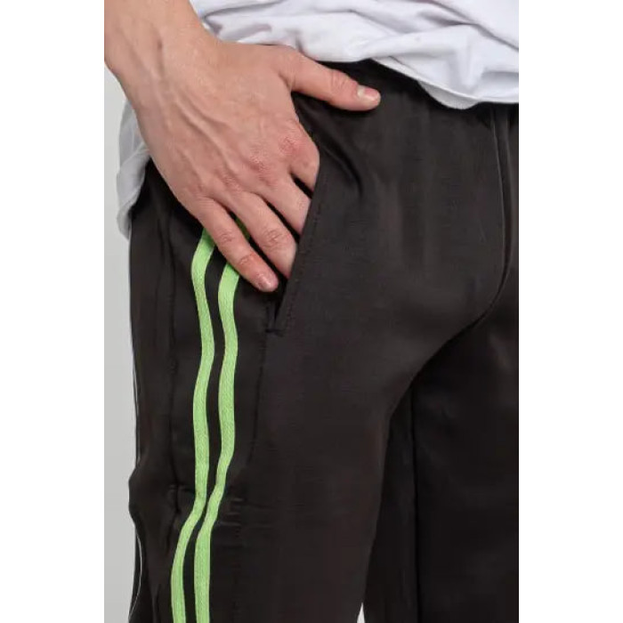 Спортивні штани підліткові для хлопчика із зеленим принтом еластик, чорного кольору, XXL