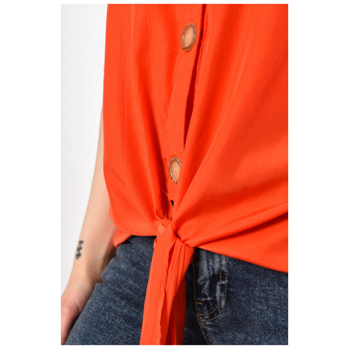 Жіноча блузка на ґудзиках та зав'язці, вільного крою футболка, великих розмірів, червоний, XXL