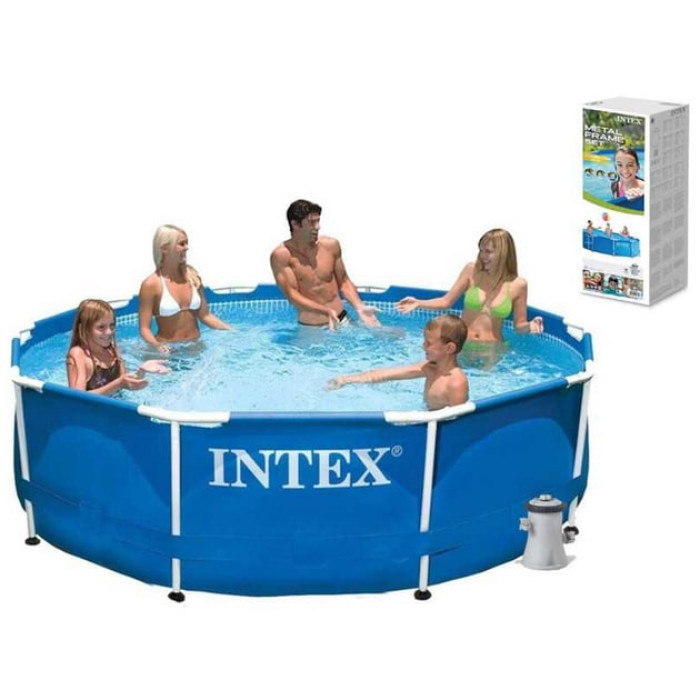 Каркасний басейн Intex 305×76 см, 4485 л, круглий, синій для всієї сім'ї
