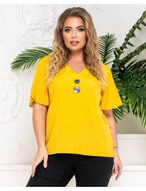 Жіноча блузка з двома гудзиками, жовтий, XХL
