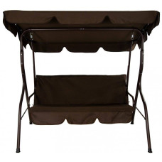 Садова гойдалка коричнева, тримісна з навісом для відпочинку, посилена до 260 кг, для дачі, саду