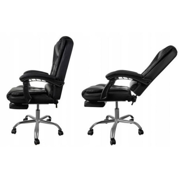 Офісне крісло Boss 23286 VIP з підніжкою, комп'ютерне крісло для дому та офісу, ергономічне, чорне, з підлокітниками і регулюванням висоти