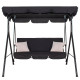 Садова качеля з навісом, 3-місна, 260 кг, гойдалка для дачі саду відпочинку в чорному кольорі