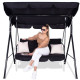 Садова качеля з навісом, 3-місна, 260 кг, гойдалка для дачі саду відпочинку в чорному кольорі