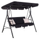 Садова качеля з навісом, 3-місна, 260 кг, гойдалка для дачі саду відпочинку в чорному кольорі