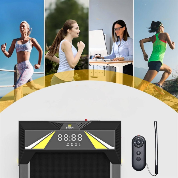 Бігова доріжка Freepi F1, 550 W, 0.75 HP, 6 км/год, безшумна з нахилом і пультом, до 130 кг, компактна для дому