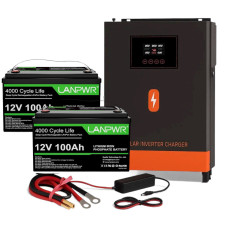 4.2 кВт + 24V 120Ah комплект: гібридний інвертор Powmr + акумулятор LanPWR + кабелі в подарунок, BMS, резервне живлення