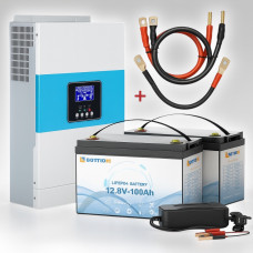 Комплект: 3.2 кВт Гібридний інвертор Anern + 2 акумулятора Bottione12В 100А, 2.56 кВт + набір кабелів у подарунок