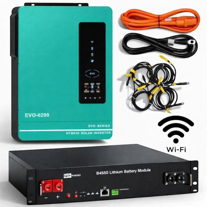 6.2 кВт + 2.4 кВт комплект резервного живлення|Гібридний інвертор Anern та акумулятор Dyness, 50А +силові кабелі в подарунок