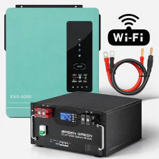 Комплект: Anern 6.2 кВт+ акум. Basen Green 5.12 кВт (чорний) + два кабелі