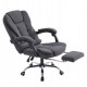 Офісне крісло BOSS Comfort з підставкою та масажем, до 130 кг, комп’ютерне, спинка 90–155°, для дому, офісу, сірий