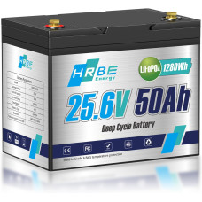 Акумулятор HRBEENERGY, 1,2 кВт·год, 24 В., 50 А·год з BMS, елементи класу A, LiFePO4, 4000+ циклів, резервне живлення