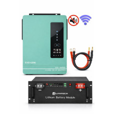 6.2 кВт Гібридний інвертор Anern, 48 В, з Wi-Fi + 5,12 кВт Акумулятор Lithtech LiFePO4 48 В 100 А, комплект ДБЖ, для сонячних систем, дому та офісу