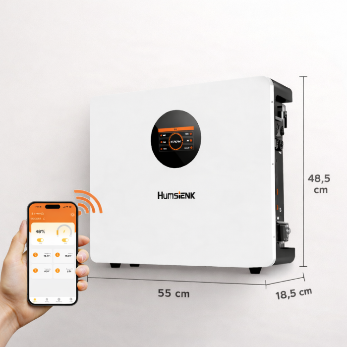 6.2+5,12 кВт: гібридний інвертор Anenji, 48 В. Wi-Fi + 5,12 кВт акумулятор Humsienk LiFePO4 48В 100А, ДБЖ, резервне живлення