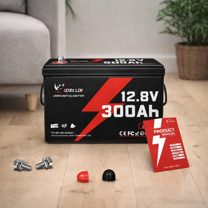 Комплект: 1 кВт + 3.84 кВт, гібридний інвертор Daxtromn 12 В і акумулятор LiFePO4 Idzlldi 12,8В 300A з BMS, кабелі в подарунок