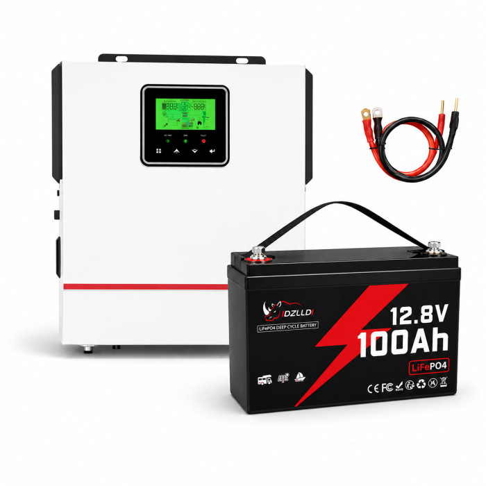 Комплект резервного живлення 1 кВт + 1.28 кВт·год, інвертор Daxtromn AOH-1KW 12В + акумулятор  Idzlldi LiFePO4 12В 100Ah, UPS для дому, квартири, офісу, кабелі в комплекті