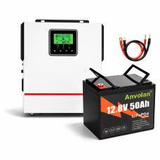 Комплект: 1 кВт + 600 Вт·год, інвертор Daxtromn AOH-1KW 12В + акумулятор Anvolan LiFePO4 12В/50A, кабелі в подарунок, ДБЖ для дому