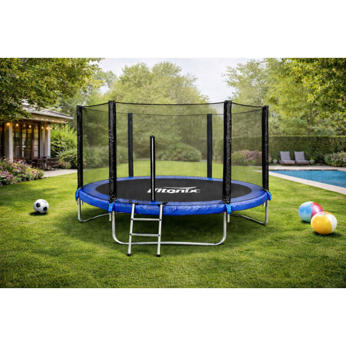 Садовий батут Fitonix 183 см 6 футів до 100 кг з сіткою безпеки та драбиною, для активного відпочинку