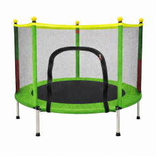 Дитячий батут Fitonix 140 см SafeJump із захисною сіткою та 6 ніжками, зелений, посилений батут для дітей