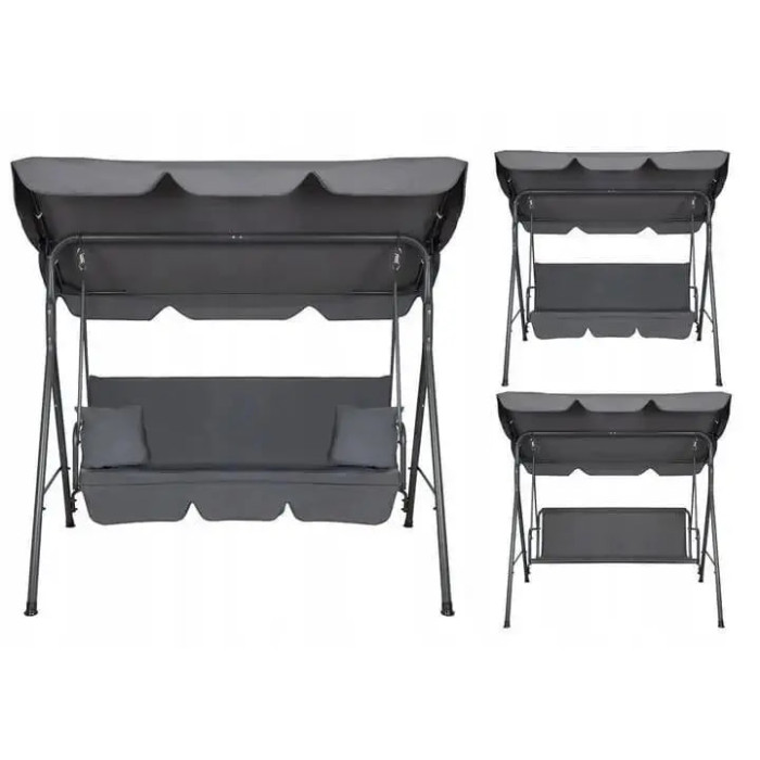 Садова гойдалка 3-місна з матрацом+подушечки декоративні 2 шт, гойдалка для саду/дачі, до 260 кг